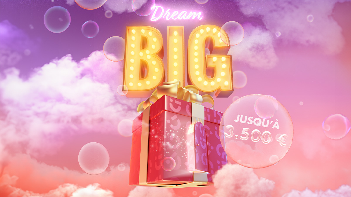 jeu concours Dream Big dans nos 31 salles de jeux Circus Casino. Machines à sous, argent, cash.