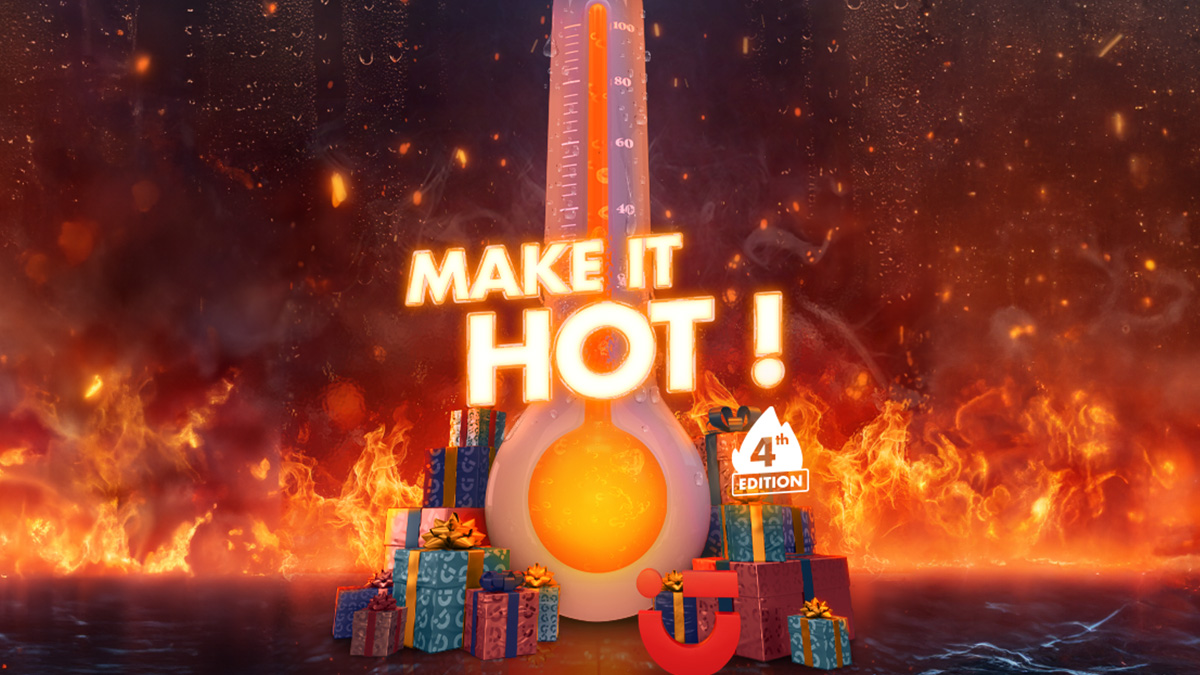 Jeu concours Make it Hot dans les salles de jeux Circus Casino. Vitrine avec prix à remporter.